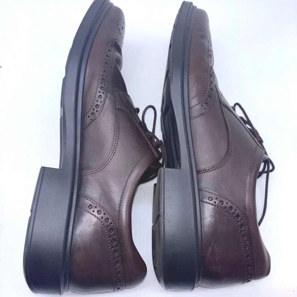 ECCO Lisbon Men's US 16-16.5/50Dark Brown Leather Brogue Wingtip Oxford Shoes